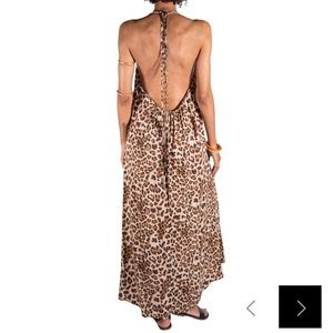 Backless, Halterneck leopard print dress